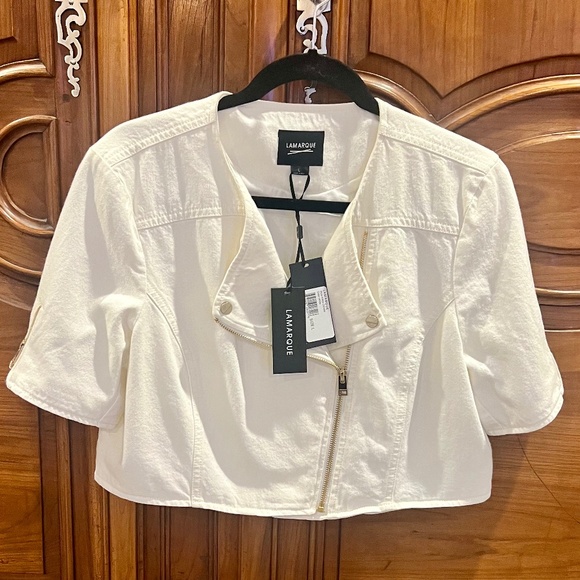 Lamarque White Cropped Jacket - Picture 2 of 7